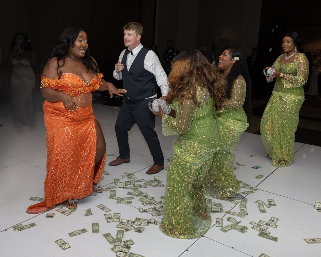 Wedding guests celebrating on the dance floor during the Viscount Gort Hotel reception