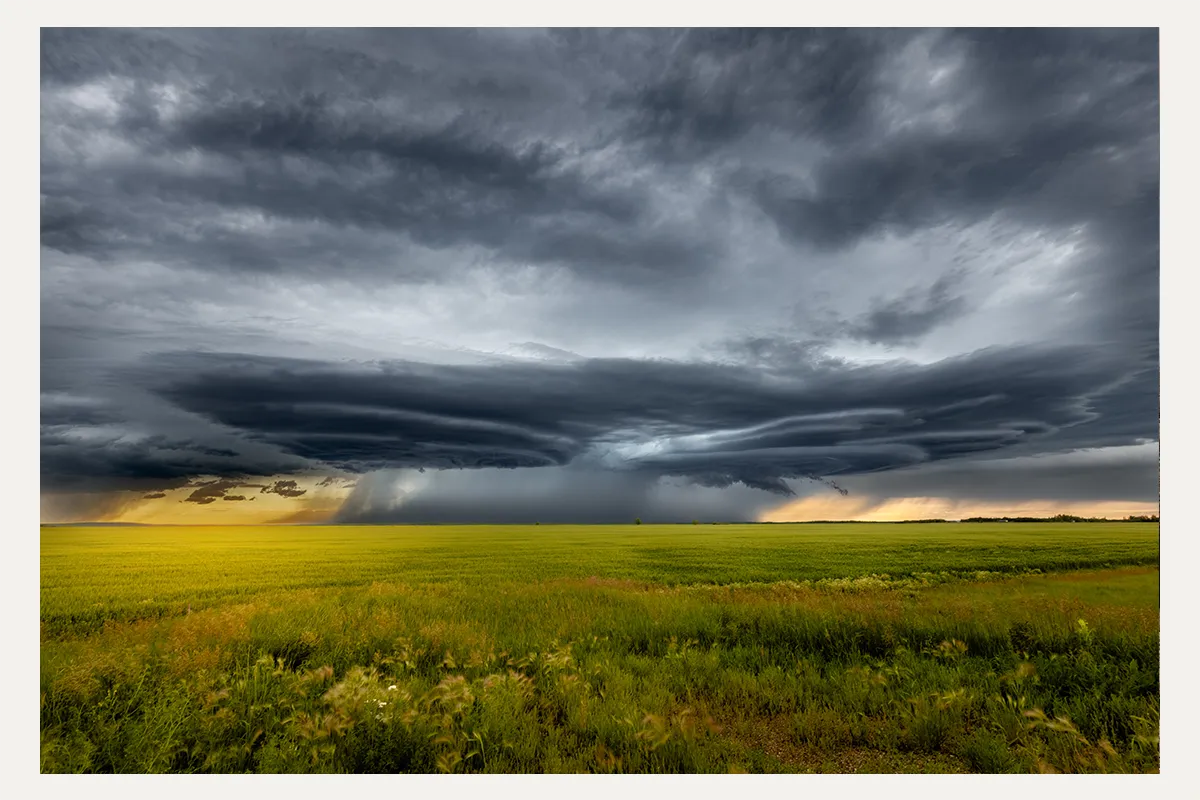 Stormbound, a dramatic prairie thunderstorm over a Manitoba field