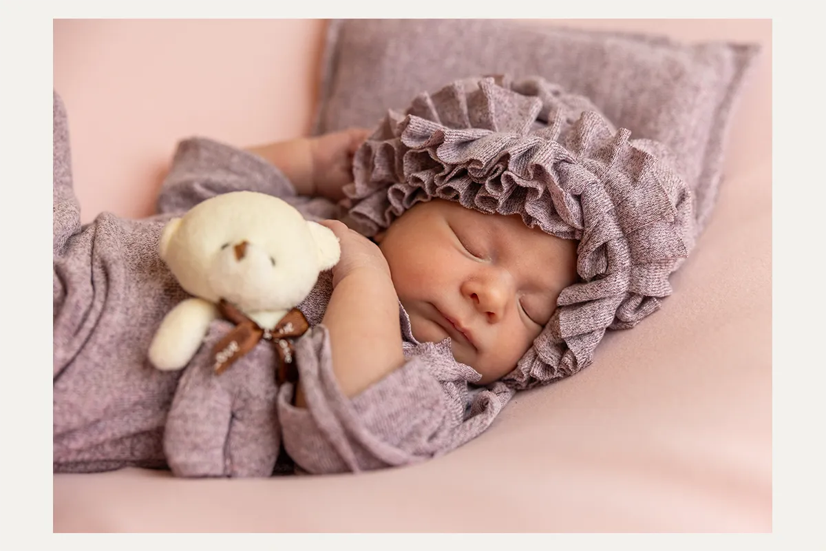 Sleeping newborn baby photographed during a Winnipeg studio newborn session