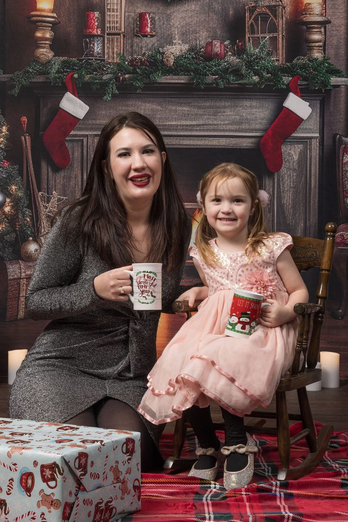 Mother and daughter during a Christmas mini photography session in Winnipeg