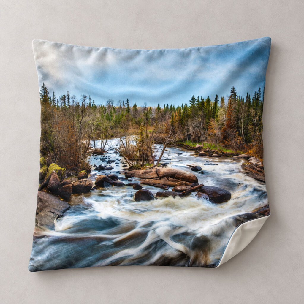 Fall River Rapids – 18 × 18-inch Pillow Cover