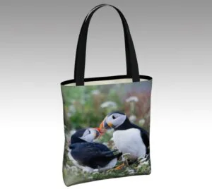Kissing Puffins – Canvas Tote Bag