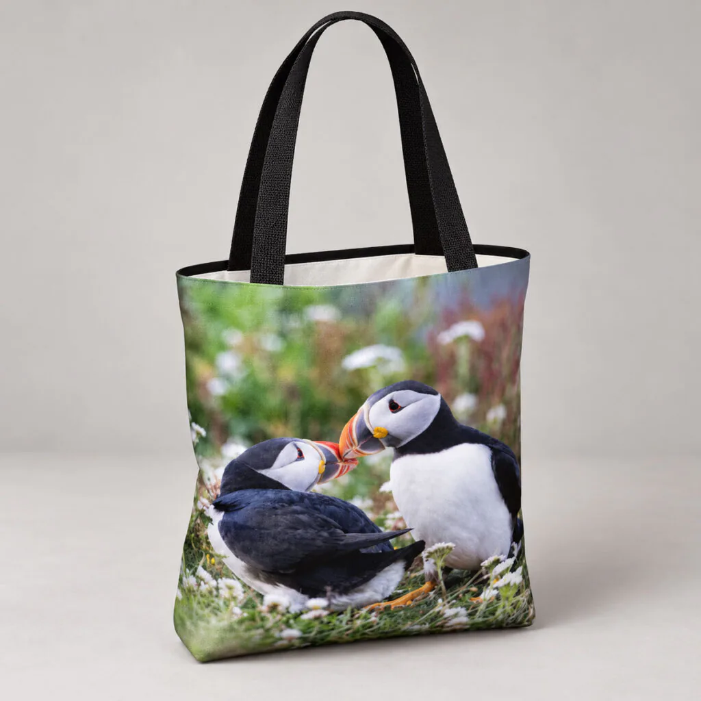 Kissing Puffins – Canvas Tote Bag