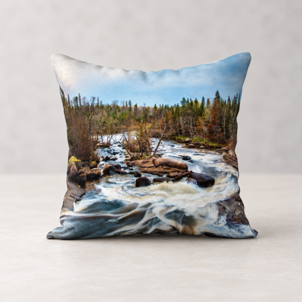 Fall River Rapids – 18 × 18-inch Pillow Cover