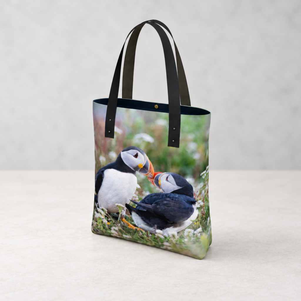 Kissing Puffins – Canvas Tote Bag